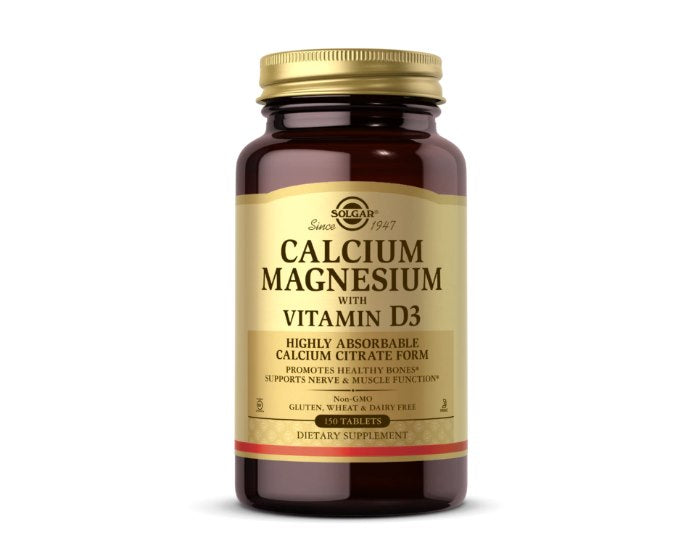 Solgar kalcija un magnija tablešu komplekts ar D3 vitamīnu – kalcijs, magnijs un D3 vitamīns 150 tabletes