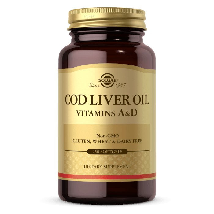 Solgar Mencu aknu eļļa – A un D vitamīni – mencu aknu eļļa – A un D vitamīnu uztura bagātinātājs 250 kapsulas