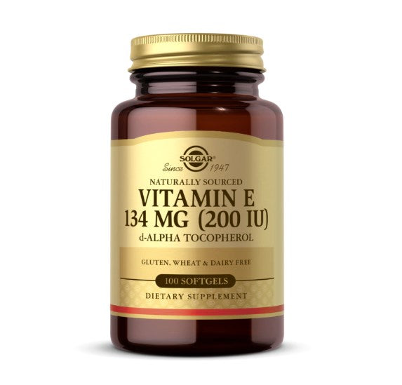 Solgar E vitamīns 134 mg 200 SV d-alfa tokoferols 100 kapsulas
