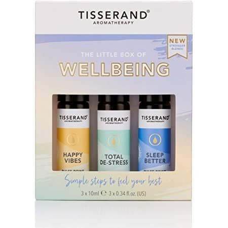 TISSERAND AROMTERAPIJA Maza labsajūtas kastīte — ēterisko eļļu rullīšu komplekts garastāvokļa uzlabošanai 3 x 10 ml
