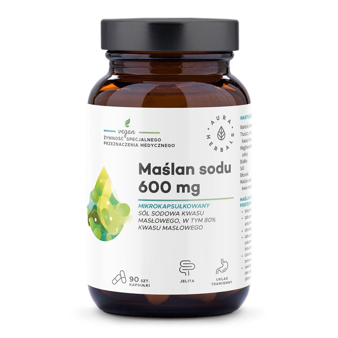 AURA HERBALS Nātrija butirāts 600 mg mikrokapsulās 90 kapsulas