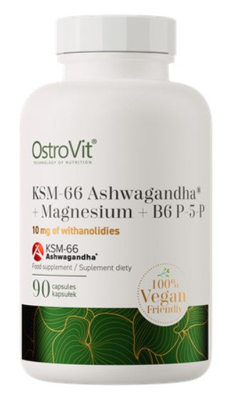 Ostrovit KSM-66 Ašvaganda + Magnijs + B6 P-5-P VEGE 90 kapsulas