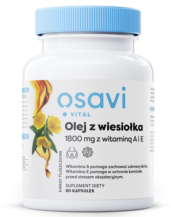 Osavi Naktssveces eļļa 600 mg ar vitamīniem A un E, 60 kapsulas
