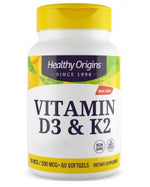 HEALTHY ORIGINS Vitamīns D3 un K2 - Vitamīns D3 + K2 60 kapsulas