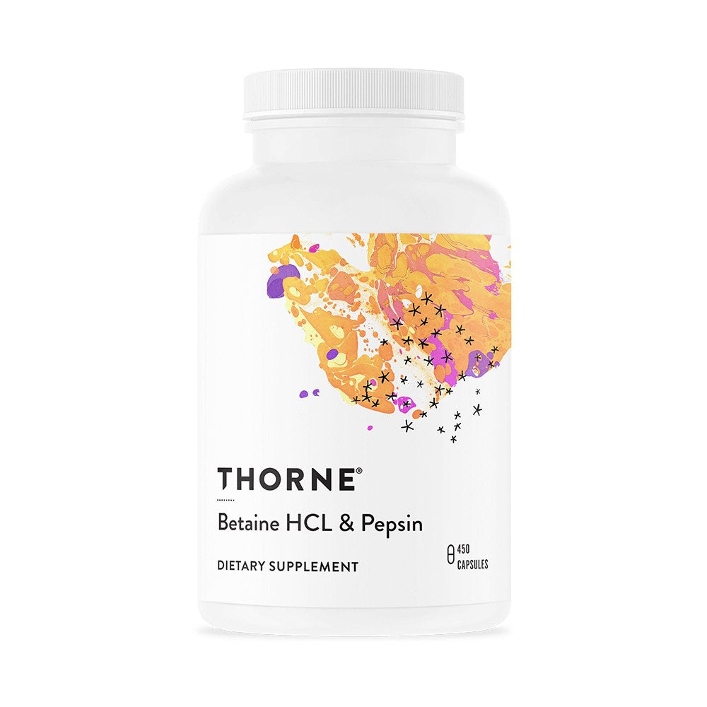 THORNE RESEARCH Betaīns HCl un pepsīns — Betaīns HCl un pepsīns, 450 kapsulas