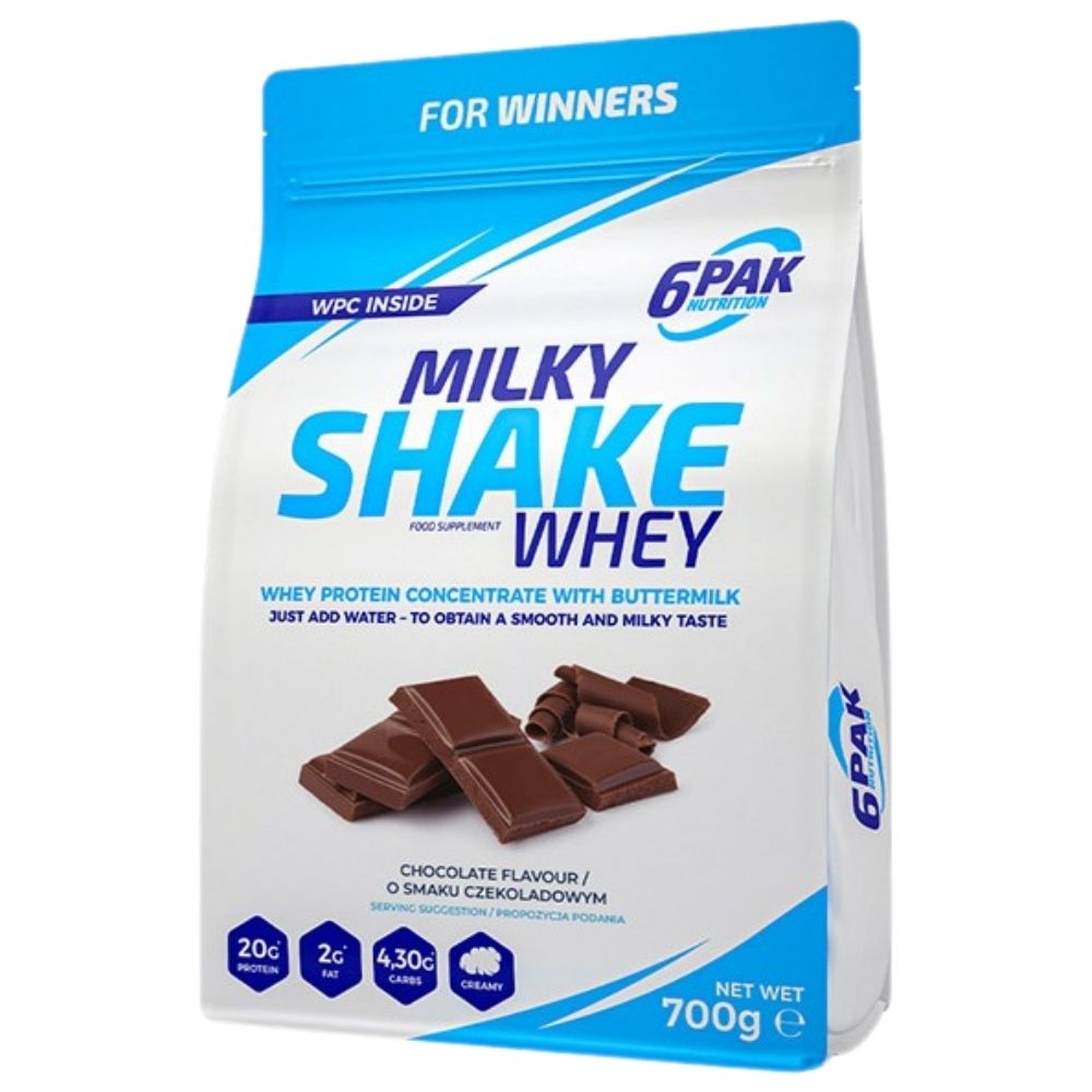 6PAK Milky Shake Whey, šokolādes garša - 700 g
