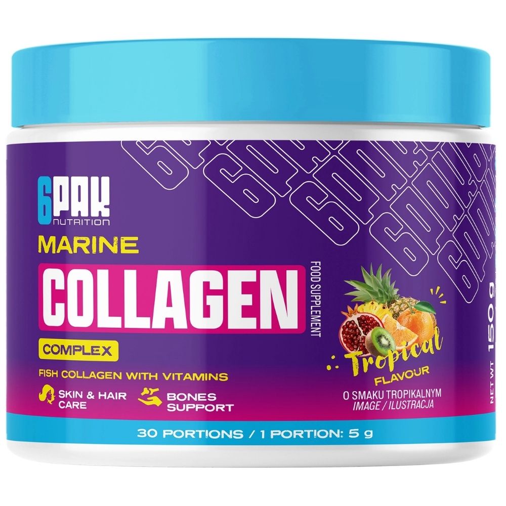 6PAK Jūrų kolageno kompleksas, kolageno formulė, atogrąžų vaisiai - 150 g - Magnis.lt