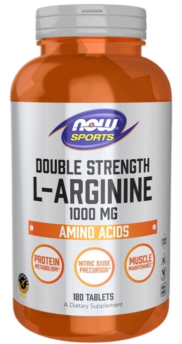 Now Foods L-arginīns 1000 mg divkāršs stiprums - L-arginīns 1000 mg 180 tabletes