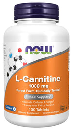 NOW FOODS L-karnitīns — L-karnitīns 1000 mg 100 tabletes