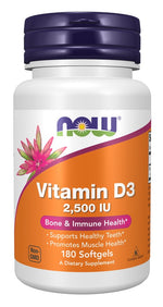 Now Foods D3 vitamīns 2500 SV 180 kapsulas