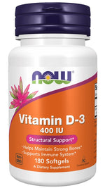 Now Foods D-3 vitamīns, 180 kapsulas