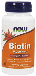 NOW FOODS Biotīns - Biotīns 5000 mcg 60 kapsulas