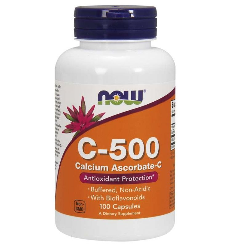 NOW FOODS C-500 buferizēts C vitamīns + kalcijs + citrusu bioflavonoīdi 100 kapsulas