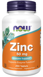 NOW FOODS Cinks 50 mg - cinka glikonāts 250 tabletes