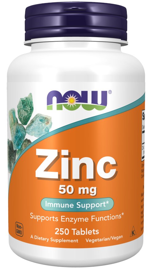 NOW FOODS Cinks 50 mg - cinka glikonāts 250 tabletes