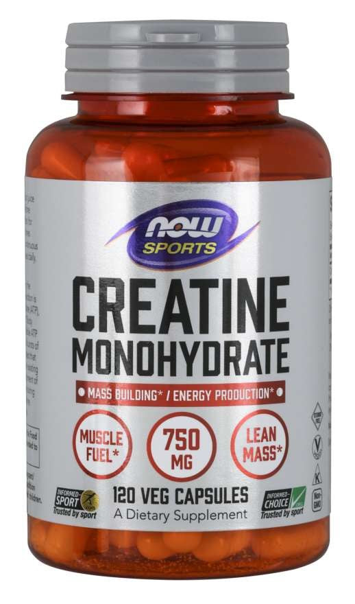 NOW FOODS kreatīna monohidrāts – kreatīna monohidrāts 750 mg 120 kapsulas