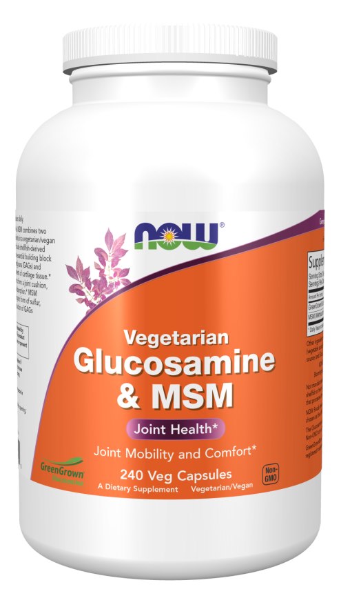 NOW FOODS veģetārais glikozamīns un MSM - glikozamīns un MSM 240 kapsulas