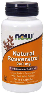 Now Foods dabīgais resveratrols 200 mg 60 kapsulas