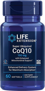 Life Extension Super Ubiquinol CoQ10 100 mg ar uzlabotu mitohondriju atbalstu 60 kapsulas