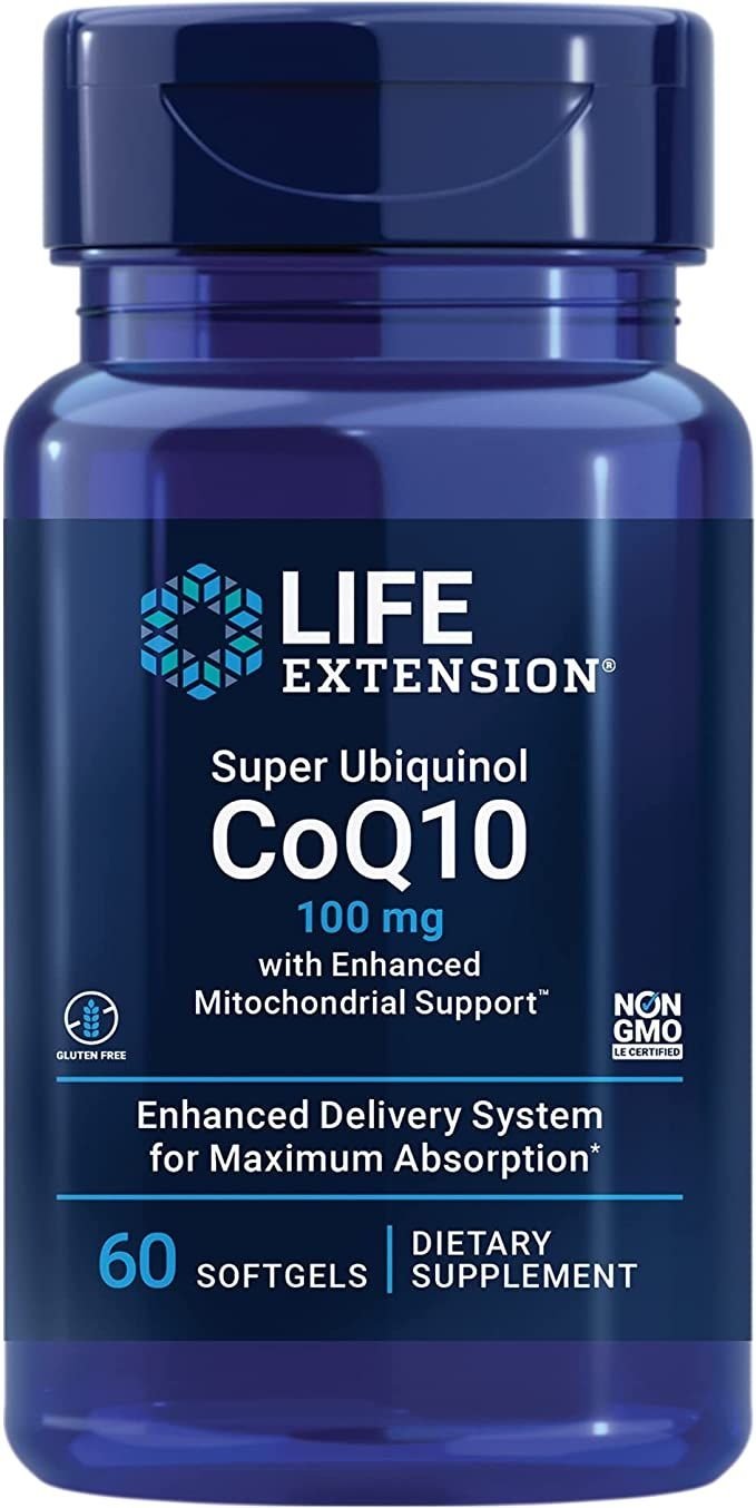 Life Extension Super Ubiquinol CoQ10 100 mg ar uzlabotu mitohondriju atbalstu 60 kapsulas