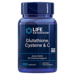 Life Extension L-glutationa + L-cisteīns + C vitamīns 100 kapsulas
