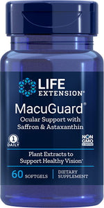 LIFE EXTENSION MacuGuard atbalsts acīm ar safrānu un astaksantīnu 60 kapsulas