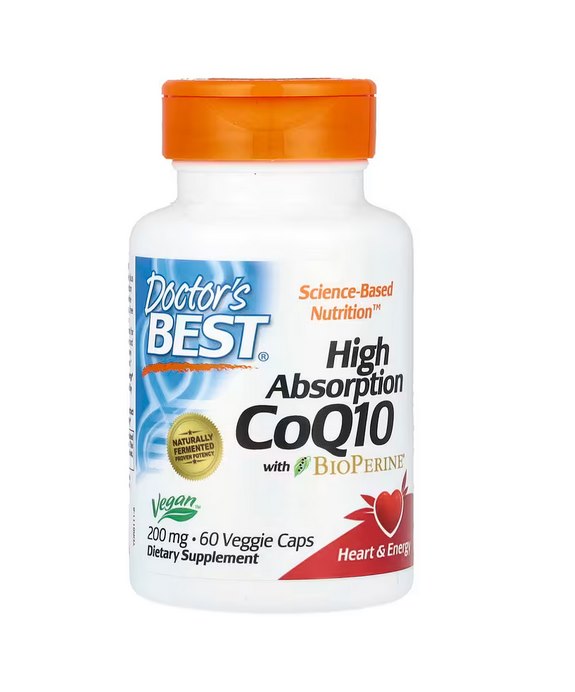 DOCTOR'S BEST koenzīms Q10 200 mg ar BioPerine – vegāns, 60 kapsulas