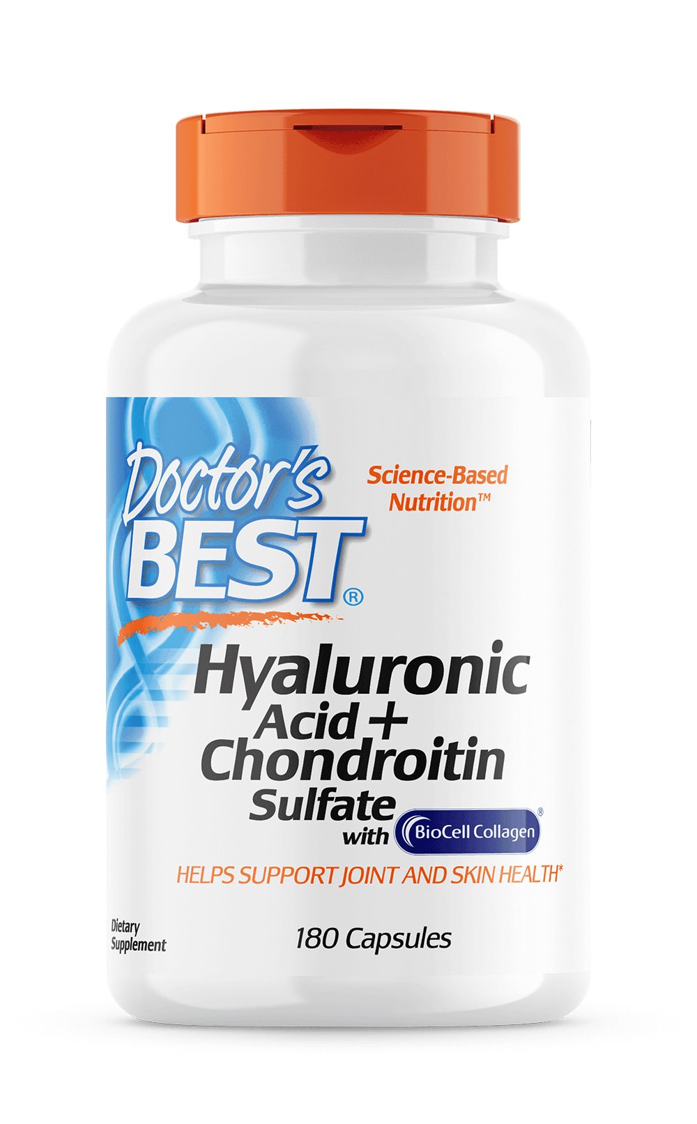 DOCTOR'S BEST hialuronskābe + hondroitīna sulfāts ar BioCell kolagēnu 180 kapsulas