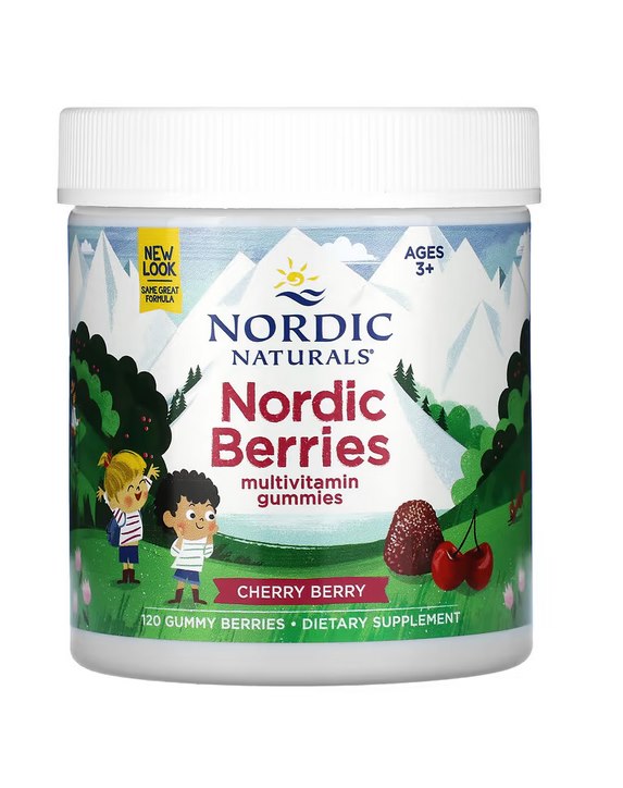 NORDIC NATURALS Nordic Berries vyšnių ir uogu garšas želejas 120 tabletes