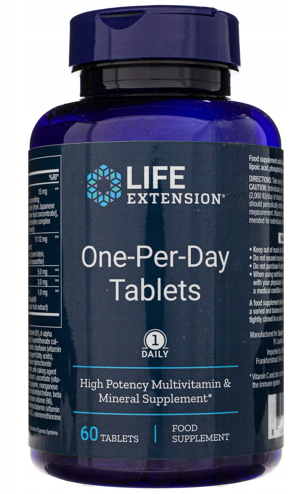 LIFE EXTENSION tabletes pa vienai dienā – ES vitamīnu un minerālvielu komplekts 60 tabletes
