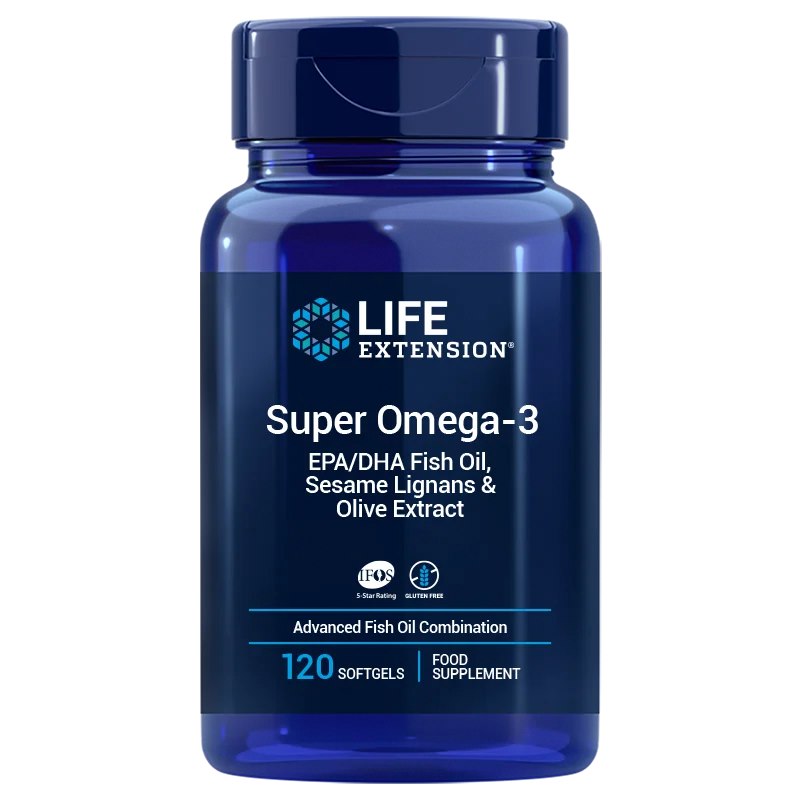 Life Extension Super Omega-3 EPA/DHA su sezamo lignanais ir ES alyvuogių ekstraktu 120 kapsulių