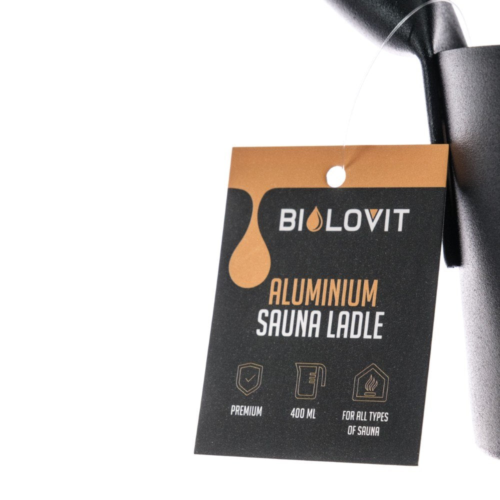 Bilovit - Melns alumīnija pirts kauss ar bērza rokturi 42cm