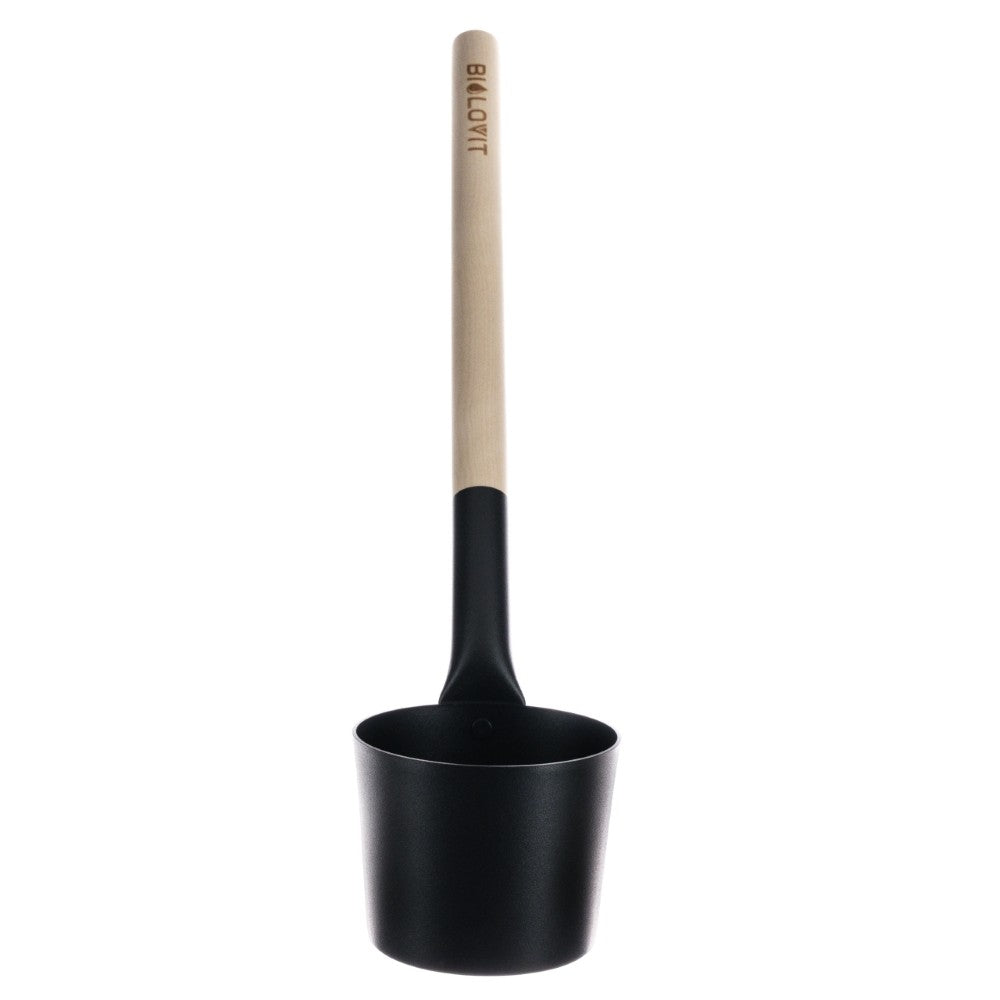 Bilovit - Melns alumīnija pirts kauss ar bērza rokturi 42cm