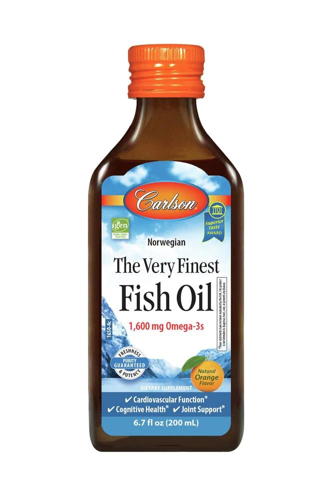 Carlson Labs Norvēģijas zivju eļļa, 1600 mg Omega-3, apelsīnu garša – 200 ml