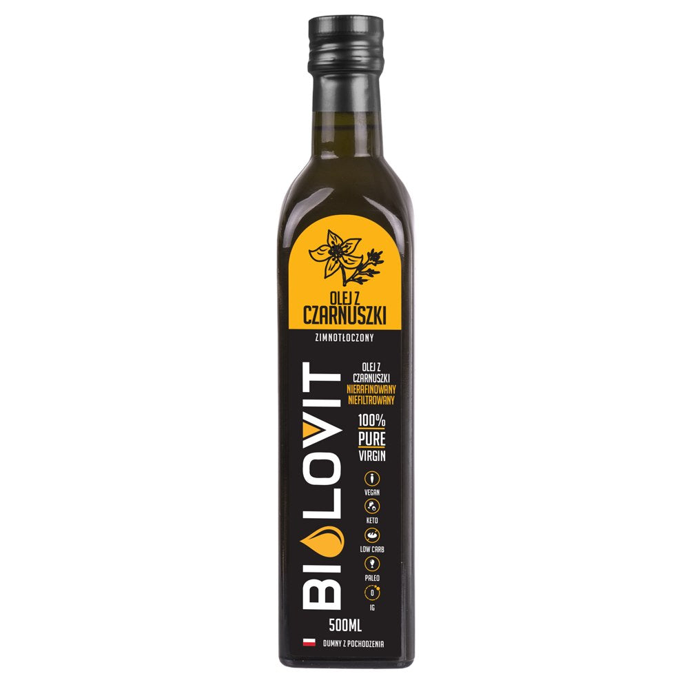 Bilovit Juodųjų kmynų aliejus šalto spaudimo - 500 ml - Magnis.lt