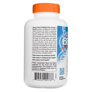 Doctor's Best attīrīta un dzidra Omega 3 zivju eļļa ar Goldenomega 1000 mg - 120 kapsulas