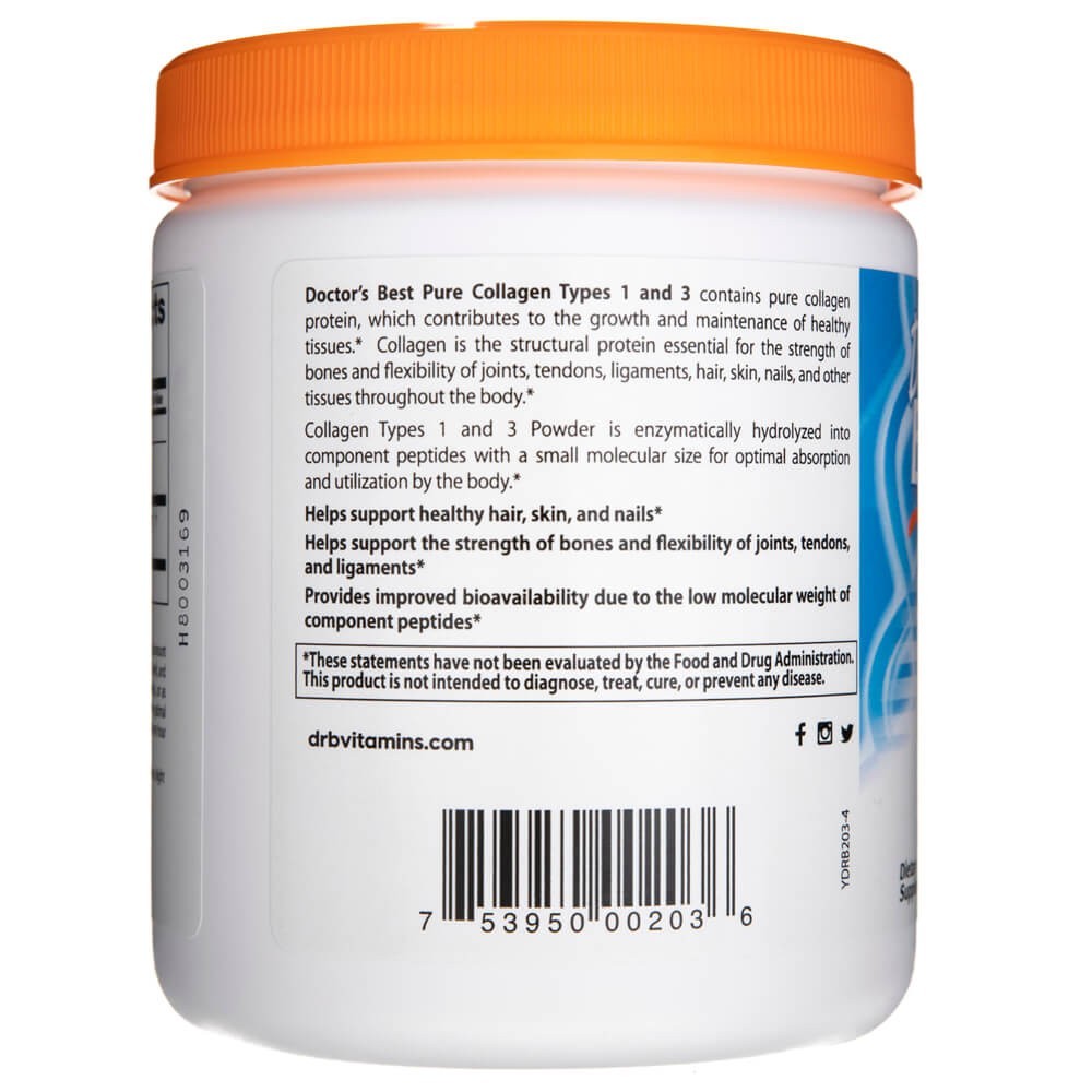 Doctor's Best gryno 1 ir 3 tipų kolageno milteliai - 200 g - Magnis.lt