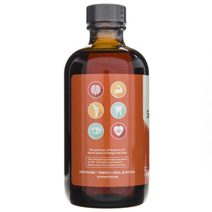 Green Pasture fermentuotas riestainių kepenų aliejus, apelsinas - 180 ml - Magnis.lt