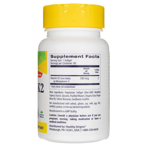 Sveikos kilmės vitaminas K2 kaip MK-7 100 mcg - 60 minkštųjų gelių - Magnis.lt