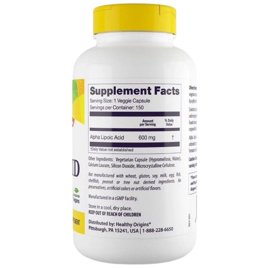 Healthy Origins alfa lipoinė rūgštis (ALA) 600 mg - 150 kapsulių - Magnis.lt