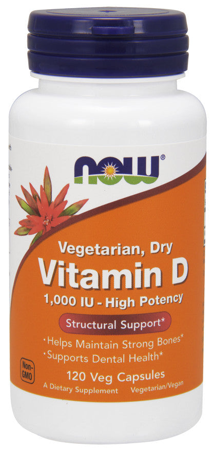 Vitamin D, 1000 IU Vegetarian - Dry - 120 vcaps - NOW Foods
