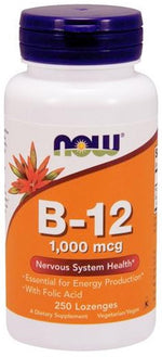 Vitamin B-12 with Folic Acid, 1000mcg - 250 lozenges - NOW Foods