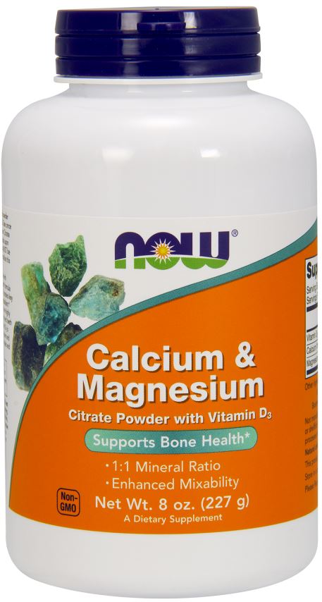Calcium & Magnesium, Citrate Powder with Vitamin D3 - 227 grams - NOW Foods