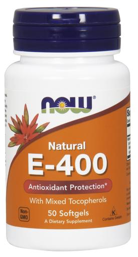 Vitamin E-400 - Natural (Mixed Tocopherols) - 50 softgels - NOW Foods