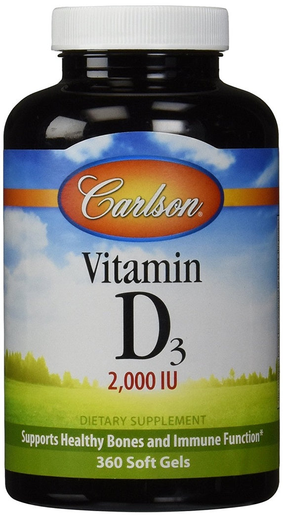 Vitamin D3, 2000 IU - 360 softgels - Carlson Labs