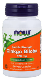 Ginkgo Biloba Double Strength, 120mg - 50 vcaps - NOW Foods
