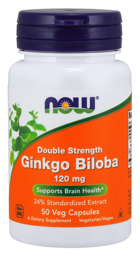 Ginkgo Biloba Double Strength, 120mg - 50 vcaps - NOW Foods