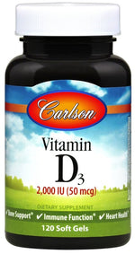 Vitamin D3, 2000 IU - 120 softgels - Carlson Labs