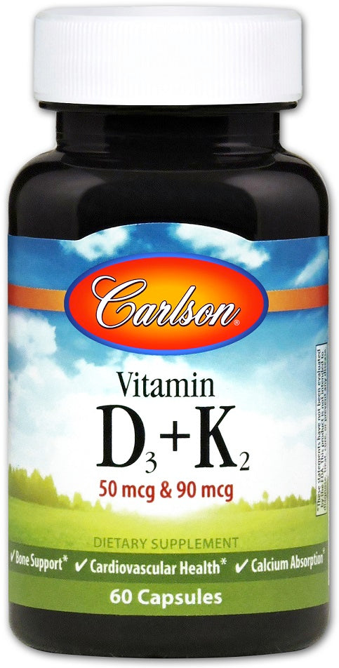 Vitamin D3 + K2 - 60 caps - Carlson Labs