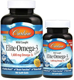 Elite Omega-3 Gems, 1600mg Natural Lemon - 90 + 30 softgels - Carlson Labs
